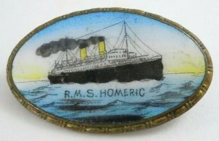 Rms Homeric Souvenir Pin White Star Line Cunard C Catch Clasp Cruise Ship Liner