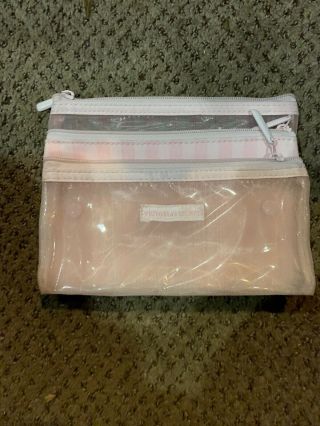 Victoria Secret Vintage Set Of 3 Makeup Bags White And Pink