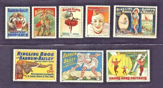 4898 - 4905 Vintage Circus Posters 2014 (all 8 Singles With Clear Perfs) - Mnh