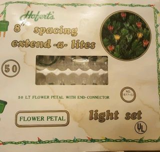 Vintage Christmas Light Set 50 Flower Petal Reflectors 8 " Spacing Extend - A - Lites