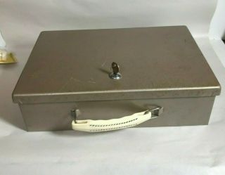 Vintage Lock Box Metal Safe Lock Box Case Steel Storage With Key