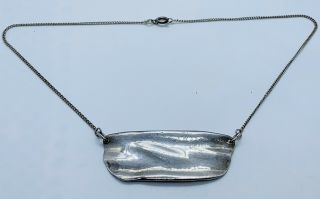 Vintage Sterling Silver Modernist Brutalist Pendant Necklace