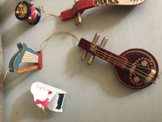 VINTAGE WOODEN ORNAMENTS INSTRUMENTS GUITAR PIANO HARP MUSIC 3