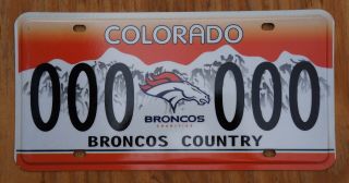 Colorado Broncos Football Sample License Plate