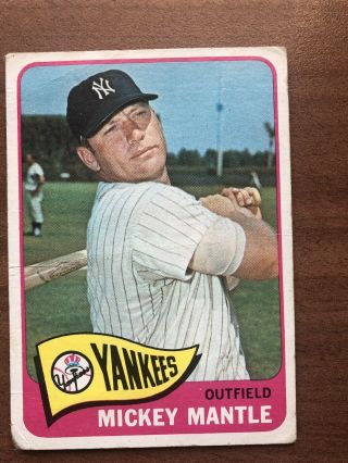 1965 Topps 350 Mickey Mantle Psa 1 To 2 Quality Range Good York Yankees
