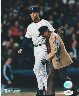 Phil Rizzuto 8x10 Autographed 1999 Alcs Playoff 1st Pitch To Derek Jeter Jsa