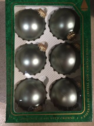 Vintage Box Metallic Green Glass Ball Christmas Ornaments Christmas By Krebs