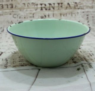 Vintage Green 20 Cm Peacock Brand Enamelware Bowl Mixing Bowl Kitchen Bowl Vtg