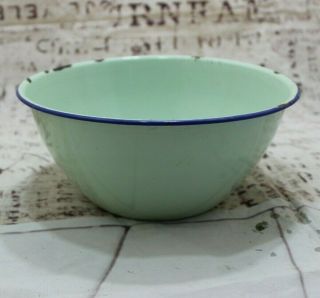 Vintage Green 20 CM Peacock brand Enamelware bowl mixing bowl Kitchen bowl VTG 2