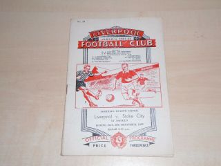 Boxing Day 1955 Liverpool Fc V Stoke City League Match Programme R.  Moran,  B.  Lidde