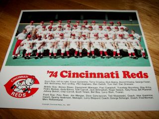 Vintage Cincinnati Reds 1974 Team Photo Rose Bench Perez Morgan Big Red Machine