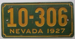Nevada 1927 License Plate Quality 10 - 306