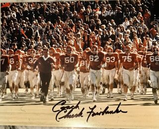 Chuck Fairbanks Signed 8x10 Photo.  Oklahoma Sooners Coaching Legend.  In Person