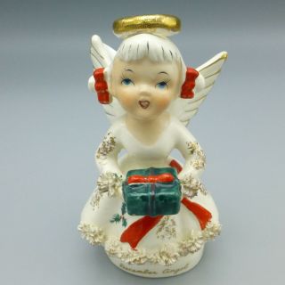 Vintage Lefton December Birthday Angel Girl Figurine Christmas Present Japan