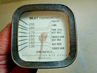 Vintage Springfield Meat Thermometer Watertight U.  S.  A.  Chrome