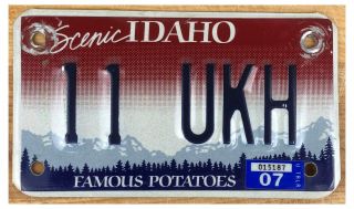 Idaho 2007 Utility Trailer License Plate 11 Ukh