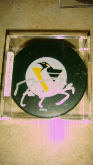 Marc Andre Fleury Pittsburgh Penguins Autograph Puck With Case