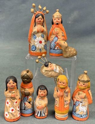 Vintage 9 Piece Hand Painted And Molded Nativity Scene
