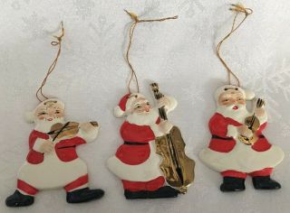 Vtg Yona Ceramic Santa Christmas Ornaments,  Set Of 3,  Japan