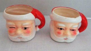 2 Vintage 1950 ' s Ceramic Commodore Santa Mugs With Box - 2