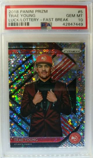2018 - 19 Panini Prizm Fast Break Luck Of The Lottery Trae Young 5,  Psa 10,  Pop 3