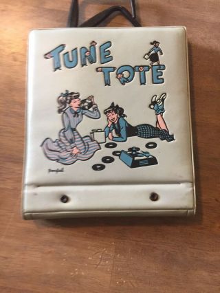 Vintage Tune Tote 45 Rpm Record Case Robin Egg Blue.