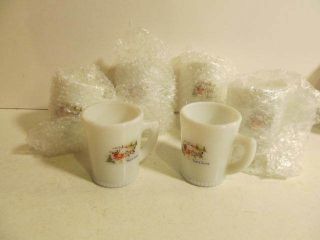 Tom And Jerry Mugs Set Of 6 Vintage Milk Glass 1940’s - 50’s
