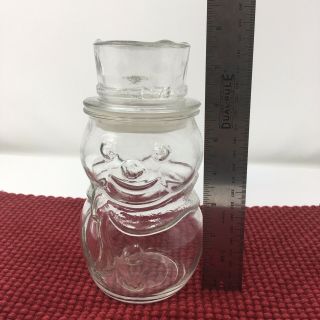 VTG Clear Glass Snowman Jar With Tophat Lid Canada 7.  5” Candy Canister 3