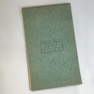 Vintage Notebook Large Green Legal Pad Paper Office Supplies Prop Usa Made