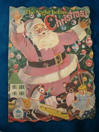 Vintage Linen Night Before Christmas 1949 Merrill Childs Large Book 13 " In.