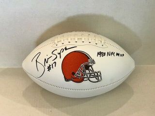 Brian Sipe Signed Cleveland Browns White Panel Football Coa/holo 1980 Nfl Mvp