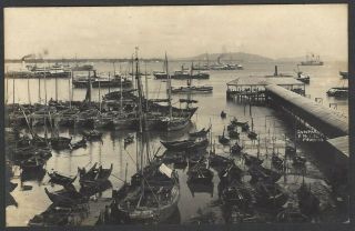 Malaya Penang Harbour Boats Vintage Real Photo Postcard