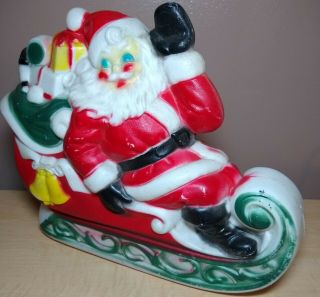 Vintage 1970 Empire Plastic Blow Mold Santa Sleigh Christmas - Needs Light