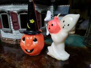 Vintage Gurley Ghost With Jack O Lantern Halloween Candle