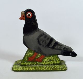 Vintage 1992 Menno Pigeon Bird Folk Art Signed,  Hand Carved Wood & Painted,  Pa