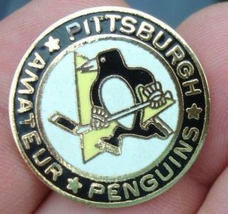 Old 50 Years Pittsburgh Penguins Amateur Ice Hockey Lapel Club Pin Vintage Nhl
