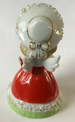 Vintage Lefton Christmas Angel Choir Girl Figurine Bell Spaghetti Trim 3