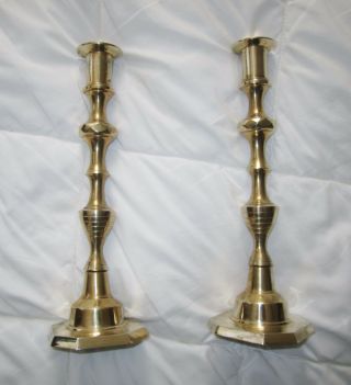 Vintage Pair Solid Brass Bee Hive Candle Holders 11 " Tall