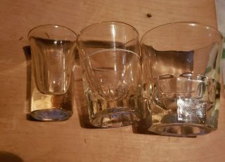 3 Vintage Crystal Clear Glass Heavy Bottom Shot Glasses