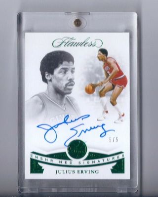 2018/19 Flawless Basketball Julius Erving Emerald Auto 5/5 Rare Sixers Dr J.