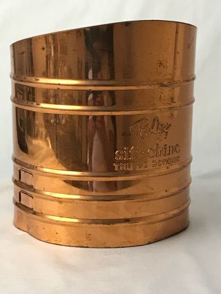 Vintage Copper Foley Sift Chine Triple Screen Flour Sifter Kitchen Utensil 5.  75 "