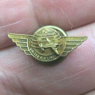 Vintage United Airlines 100,  000 Miles Metal Tie Pin