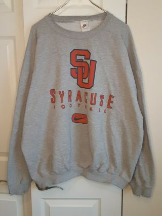 Vtg 90s Syracuse Orange Nike Mens Xl Gray Sweatshirt Football