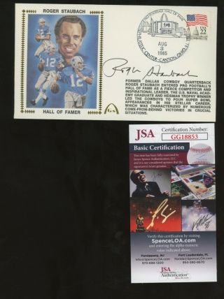 Roger Staubach Autograph Signed Gateway Stamp Cachet Fdc First Day Cover Jsa