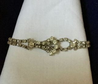 Vintage Rhinestone Bracelet,  Estate Jewelry,  Silver Tone,