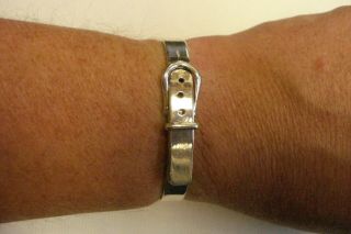 Vintage Heavy Sterling Silver 8 " Inch Hinged Buckle Clasp Bracelet.  925