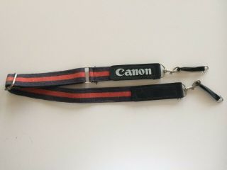 Vintage Canon Canvas Neck Strap With Mounting Rings & Leather Strap Attachments