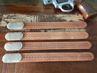 Vintage Tex Shoemaker Basketweave Western Belt Keepers For 3 1/4 " Belt