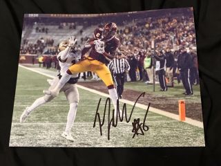 Tyler Johnson Autographed Minnesota Gophers Football 8x10 Photo Rtb 2019