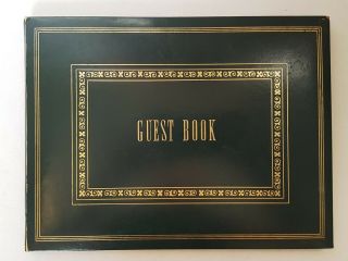 Vintage Guest Book Green Leather Gold Trim Permo American Binder Co.